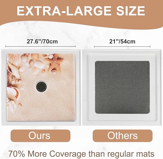 Square Shower Mat Non Slip: 27x27 Inch Extra Large Shower Mats - Image 2