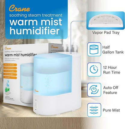 Crane Warm Mist Humidifier, Small Humidifier - Image 5