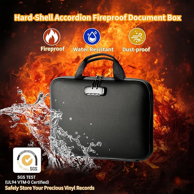 Fireproof Document Box with Lock, Portable Hard-Shell Case Fireproof File Box - Image 2