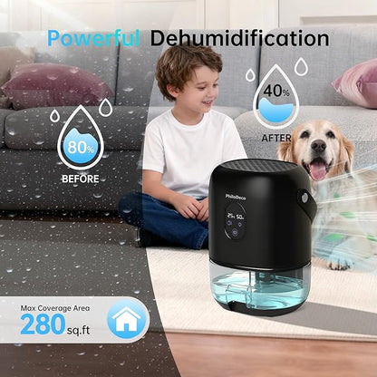 PHILODECO 280 Sq. Ft 35 OZ Dehumidifier, Portable Small Dehumidifiers - Image 4