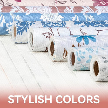 RAY STAR Shelf Liner, Non Adhesive Blue Floral Kitchen Cabinet Liner - Image 9