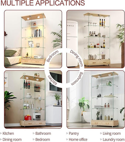 Yoluckea 4 Tier Glass Display Cabinet - Image 6