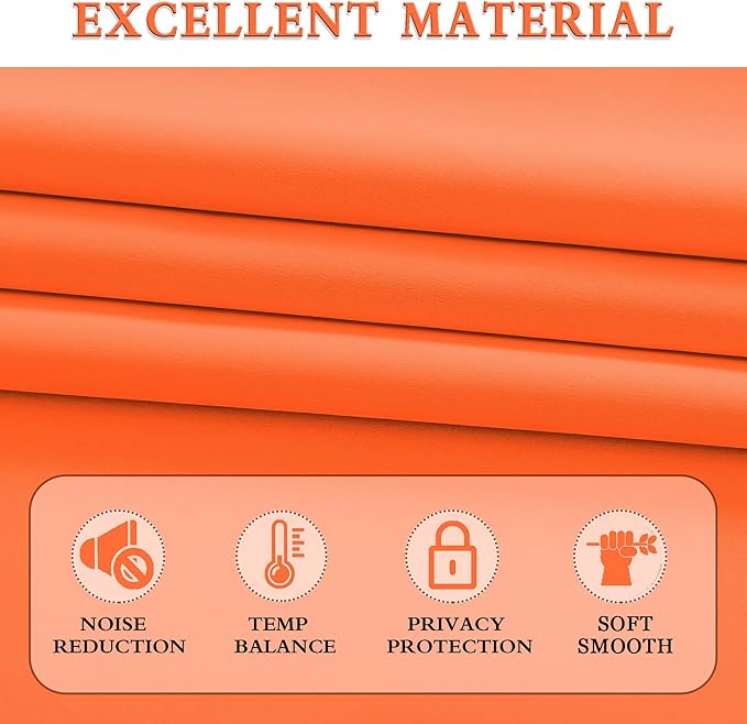 2Panels Vibrant Orange Blackout Thermal Insulated Curtains - Image 4
