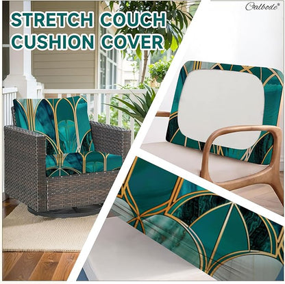 14Pcs Stretch Patio Cushion Cover, Art Deco Geometric Pattern Couch & Sofa - Image 4