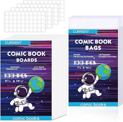 100 Pack Current Comic Book Bags and Boards, Thick Acid-Free Comic Books by YSCare