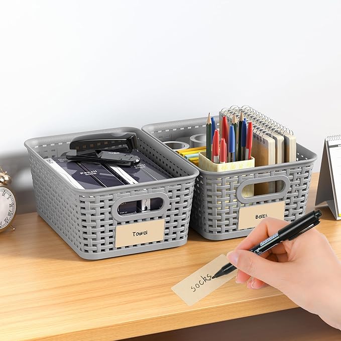 Gray Plastic Storage Baskets - Image 7