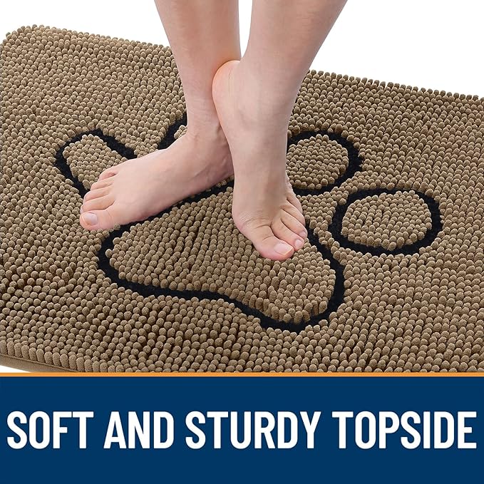 OLANLY Dog Door Mat for Muddy Paws 40x32, Paw Print Design, Absorbs Moisture - Image 4