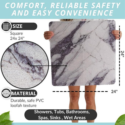 Enkosi Loofah Shower Mat Non Slip – Square Anti Slip Bath Mat - Image 3