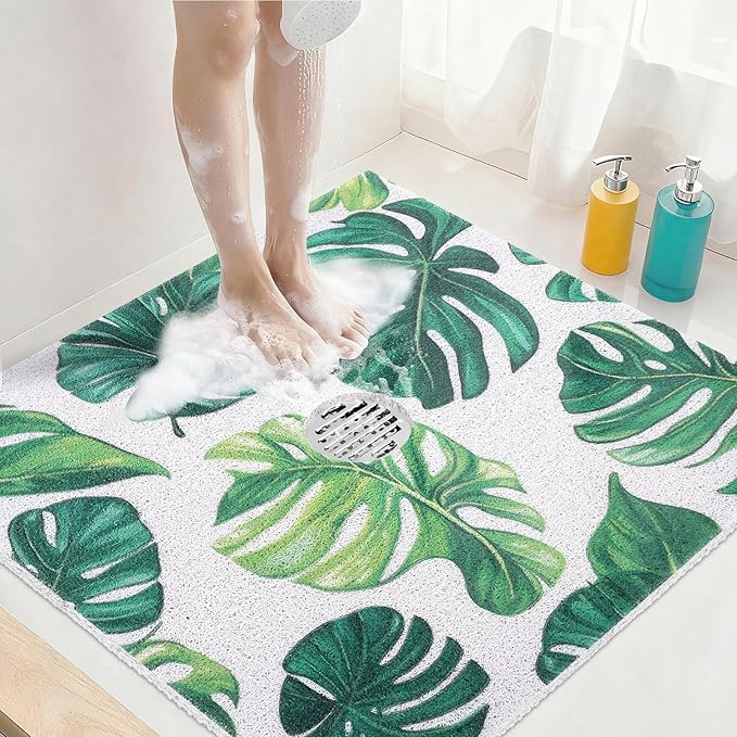 Square Shower Mat Non Slip: 32x32 Inch Extra Large Shower Mats by KAZOLEN