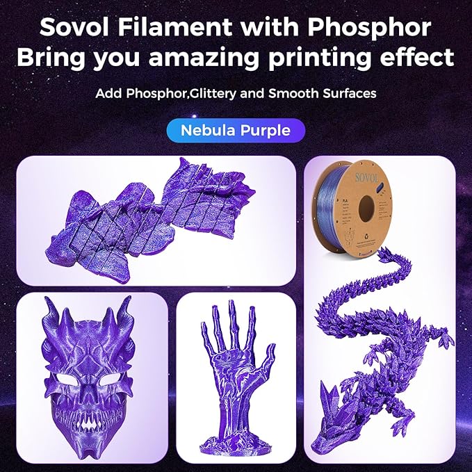 Sovol Silk PLA Filament with Blue Glitter 1kg 1.75mm, Color Changeable 3D - Image 2