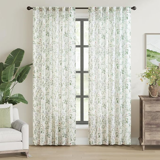 jinchan Floral Linen Blend Curtains by JINCHAN