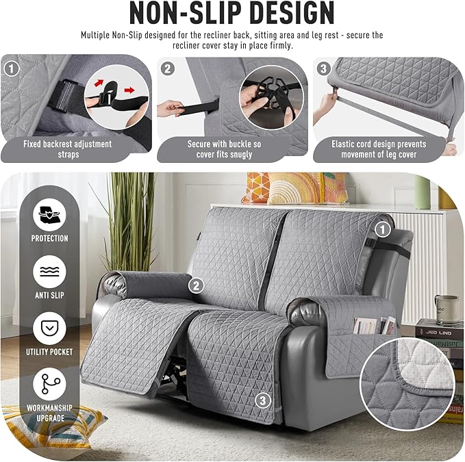 TAOCOCO 100% Waterproof Recliner Cover, Non-Slip Washable Reclining Couch Cover - Image 5