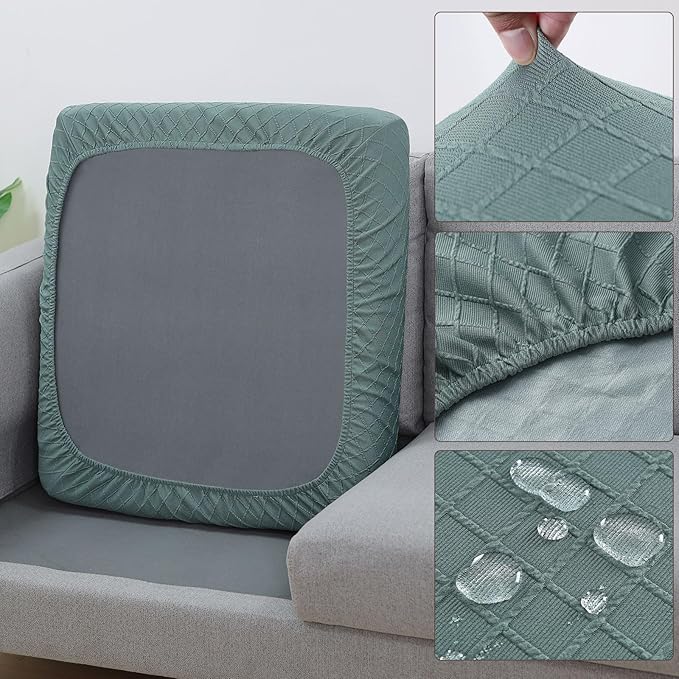Fuloon Waterproof Seat Cushion Covers 3 PCS, Stretch Sofa Cushion Slipcovers - Image 2