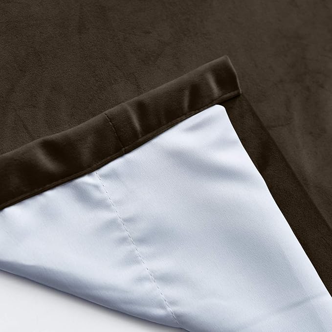 ChadMade Blackout Lined Premium Velvet Curtain Chocolate 100Wx108L Inch - Image 5