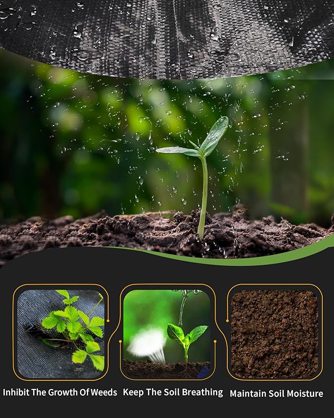 6.5ftx300ft Weed Barrier Landscape Fabric Heavy Duty, Premium 3OZ Garden - Image 5