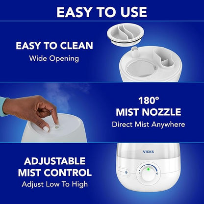 Vicks Mini Filter Free Cool Mist Humidifier, Small Room – Variable Mist Control - Image 6