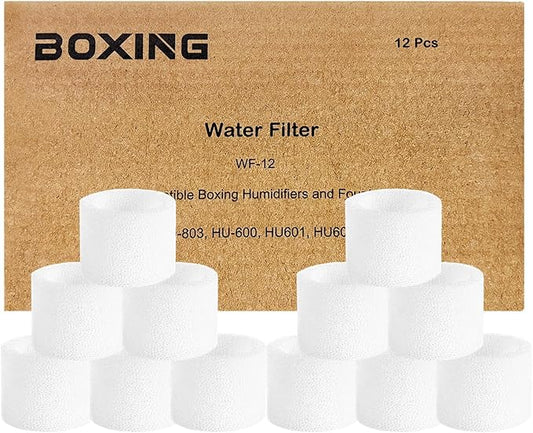 Boxing 12-Pack Top Fill Humidifier Replacement Filters, Capture Particles by BOXING