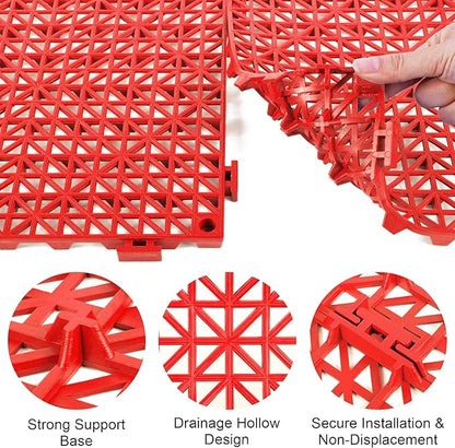 MYFAMIREA Modular Interlocking Cushion 12 Pack 11.8" x 11.8" Rubber Floor Tiles - Image 4