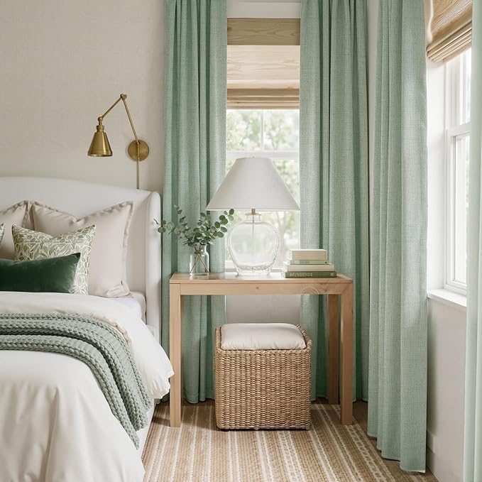 RYB HOME Sage Green 100% Blackout Curtains 90 inches Long, Thermal Insulated - Image 2