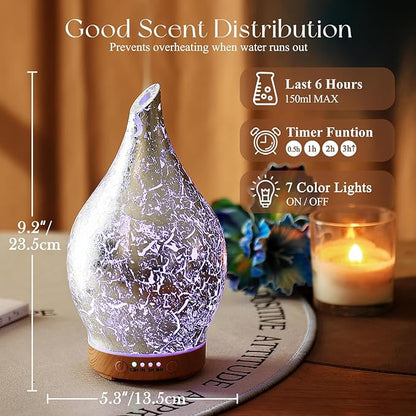 Porseme Essential Oil Diffuser Glass Aromatherapy Ultrasonic Humidifier - Image 3