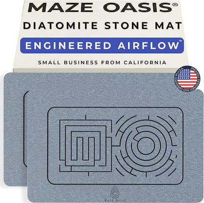 Stone Bath Mat Set – Diatomaceous Earth Bathroom Mat & Stone Drying Mat by MAZEOASIS