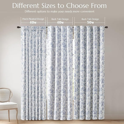 jinchan Pinch Pleated 95% Blackout Floral Curtains, Printed Flower Room - Image 5