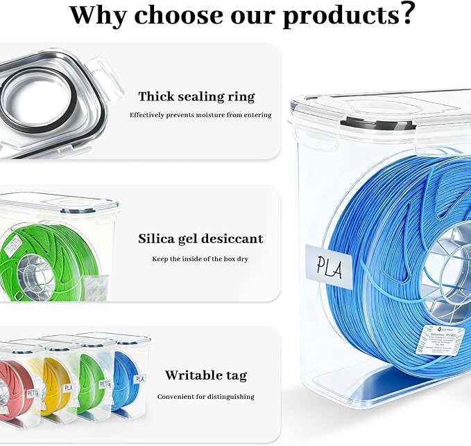 Filament Storage Box, 4 Pack Filament containers. This 3D Printer Filament - Image 3