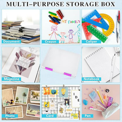 PerKoop 6 Pcs Clear Paper Storage Box A4 Plastic File Box Document Paper - Image 5