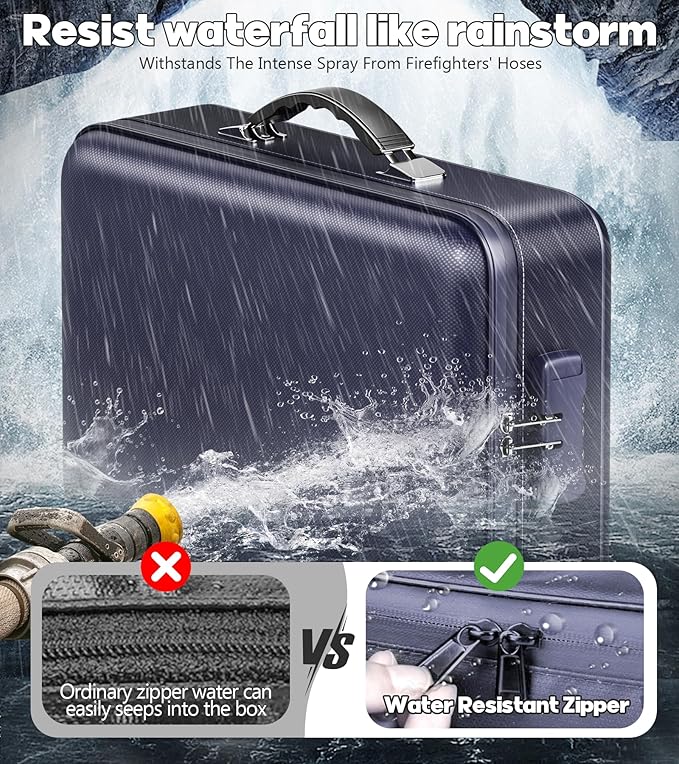 Fireproof Document Box, Hard Case Highly Flame-Resistant Fire Proof Waterproof - Image 7