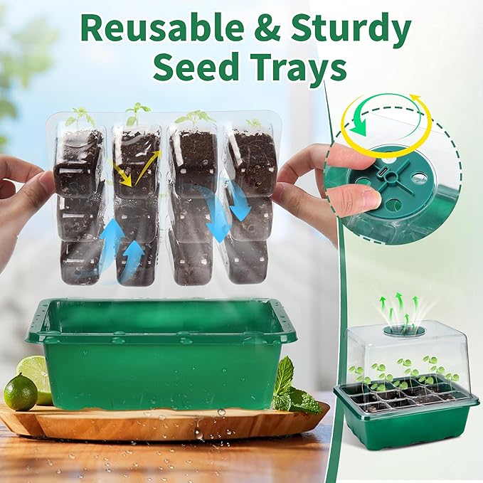 4-Pack Seed Starter Tray with Grow Light and Heat Mat, 48 Cells Seed Starter - Image 5