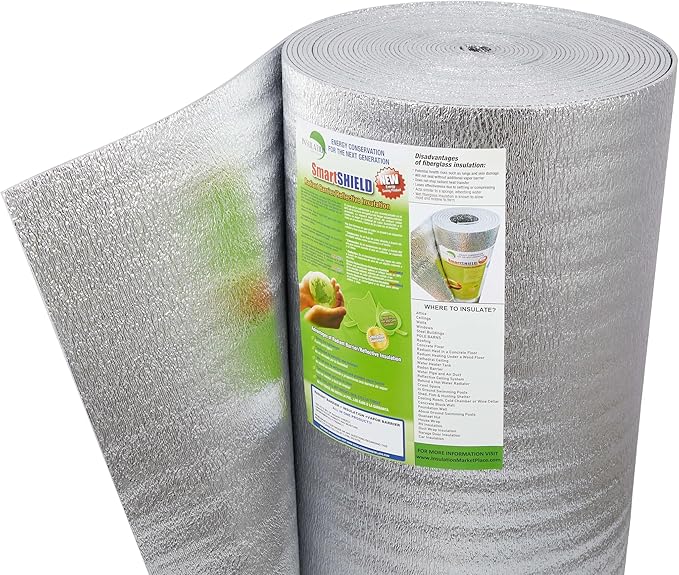 SmartSHIELD -5mm 48''X50ft Reflective Insulation Roll, Foam Core Radiant Barrier by INSULATIONMARKETPLACE