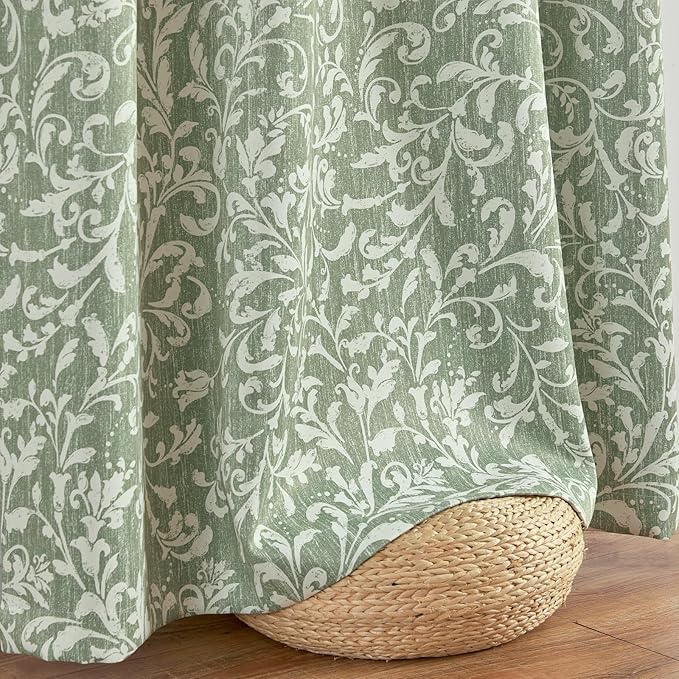 Vangao Sage Green 100% Blackout Floral Curtains 63 Inch Length - Image 8