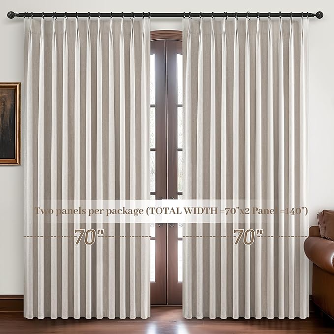 Curtains 70 Inch Length Wide Pinch Pleated Blackout - Image 7