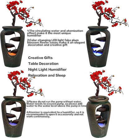 20Inch Tabletop Decorative Flower Vase Style Bonsai Waterfall Fountain - Image 6