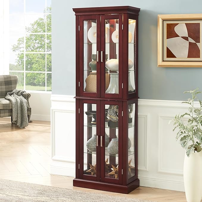 Lighted Wooden Display Curio Cabinet, Cabinet - Image 7