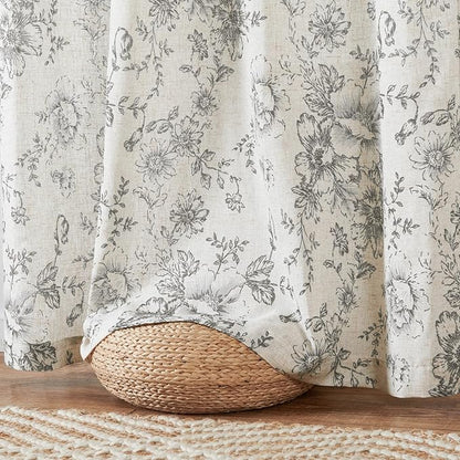jinchan Linen Blend Curtain Floral Curtains - Image 7