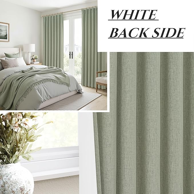 Sage Green Blackout Linen Curtains 90 Inches Long - Image 7