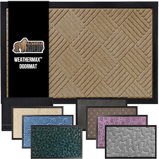 GORILLA GRIP 100% Waterproof All-Season WeatherMax Doormat US Designed Natural by GorillaGrip