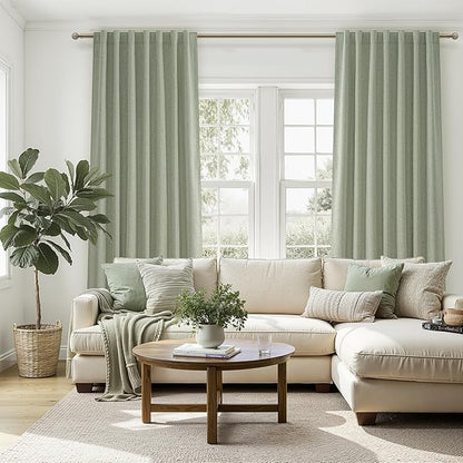 Sage Green Blackout Linen Curtains 92 Inches Long - Image 5