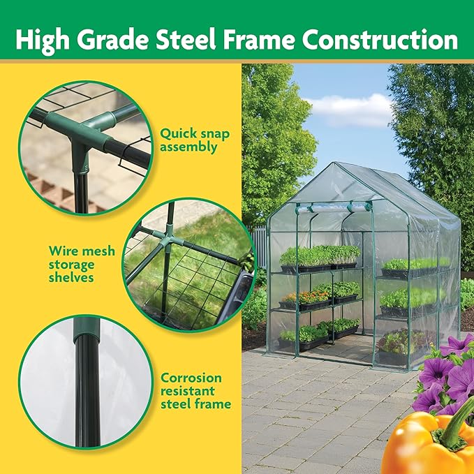 Miracle-GRO 4'8" x 4'8" x 6'5" Outdoor Mini Walk-in Greenhouse Plant Tent - Image 4