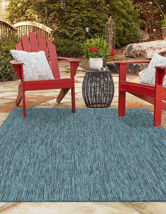 Unique Loom Outdoor Solid Collection Area Rug - Image 4