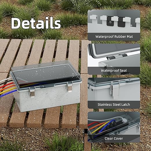 Joinfworld Waterproof Extension Cord Cover 11.4x7.5x5.5 Outdoor Electrical Box - Image 3