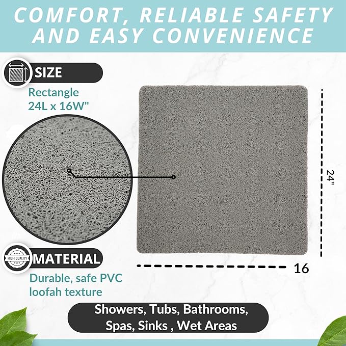 Enkosi Loofah Shower Mat Non Slip – Square Anti Slip Bath Mat - Image 3