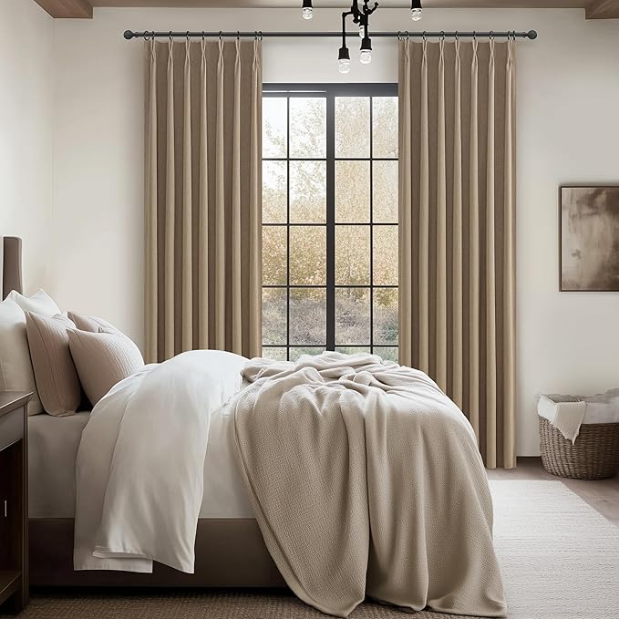 RustBrown Linen Pinch Pleated Blackout Curtains & Drapes 54 Inches Long Small - Image 5