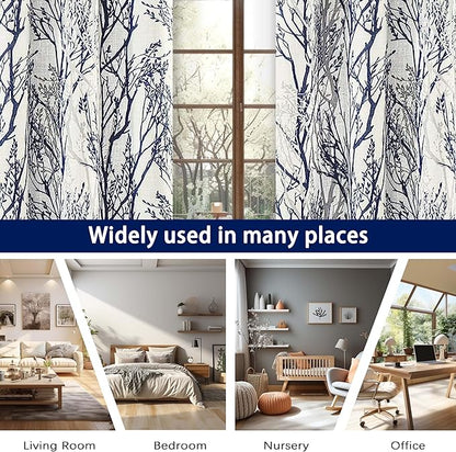 DriftAway Linen Printed Blackout Curtains Tree Branch Pattern Double Layer 84 - Image 6