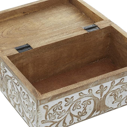 Deco 79 Mango Wood Floral Decorative Box Decorative Keepsake Boxes - Image 10