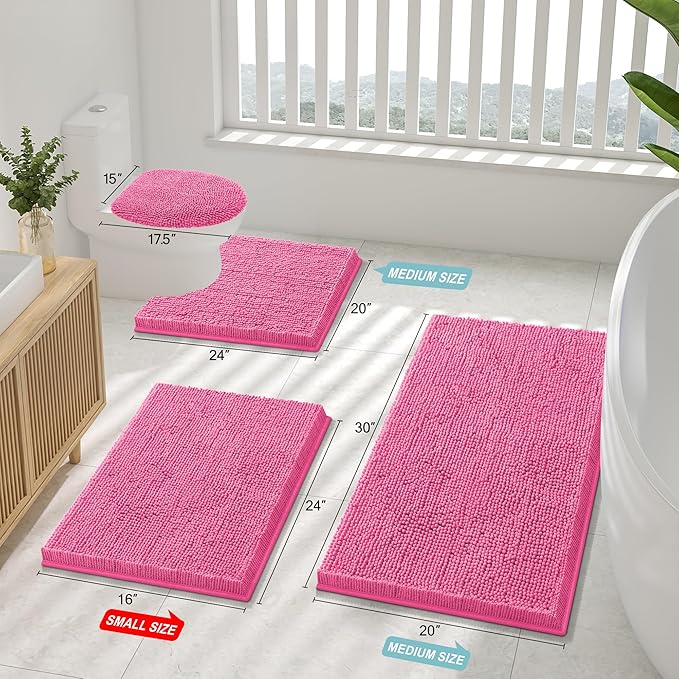 Smiry Luxury Chenille Bathroom Rugs 24x16, Extra Soft and Absorbent Shaggy Bath - Image 2