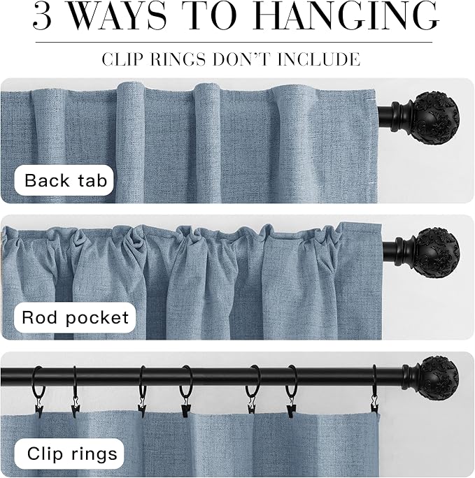 RYB HOME Smoky Blue 100% Blackout Curtains - Image 8