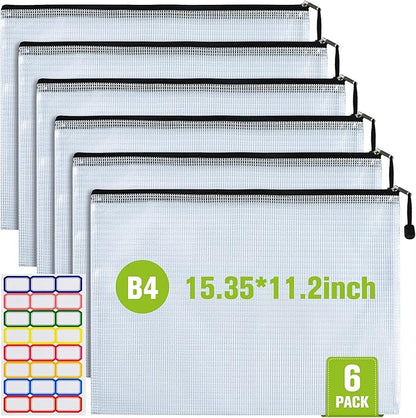 Mesh Zipper Pouch, B4 Size Tear-Resistant Document Pouch, Extra Large Zip File by AstenInc