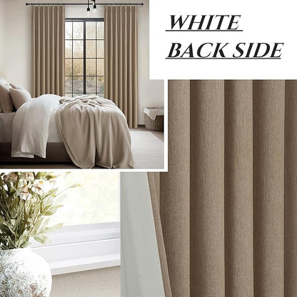 RustBrown Linen Pinch Pleated Curtains 100 Inches Long Heavy Duty Thermal - Image 7